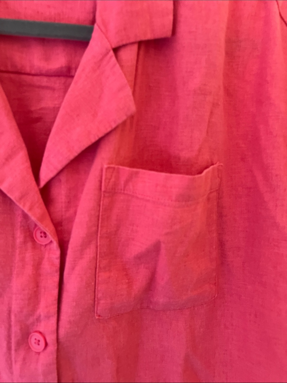 a new day Target Coral Pink Short Sleeve Button Front Linen Camp Summer Shirt M - Picture 3 of 9